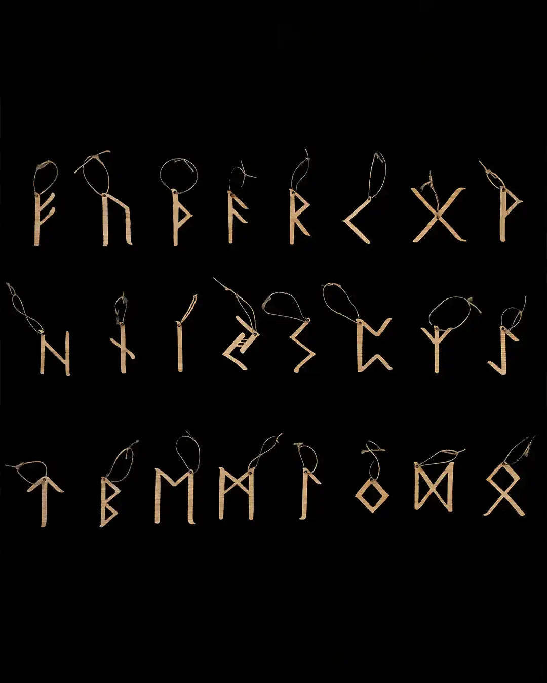 Handcrafted Norse runes on wood, authentic Viking symbols for decor or tattoo inspiration