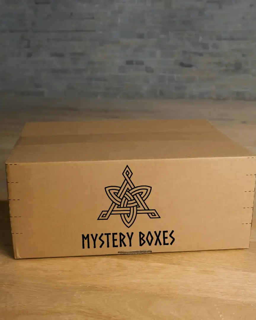 Mystery Box with Norse knotwork design, featuring Viking-inspired art and runes for tattoo enthusiasts