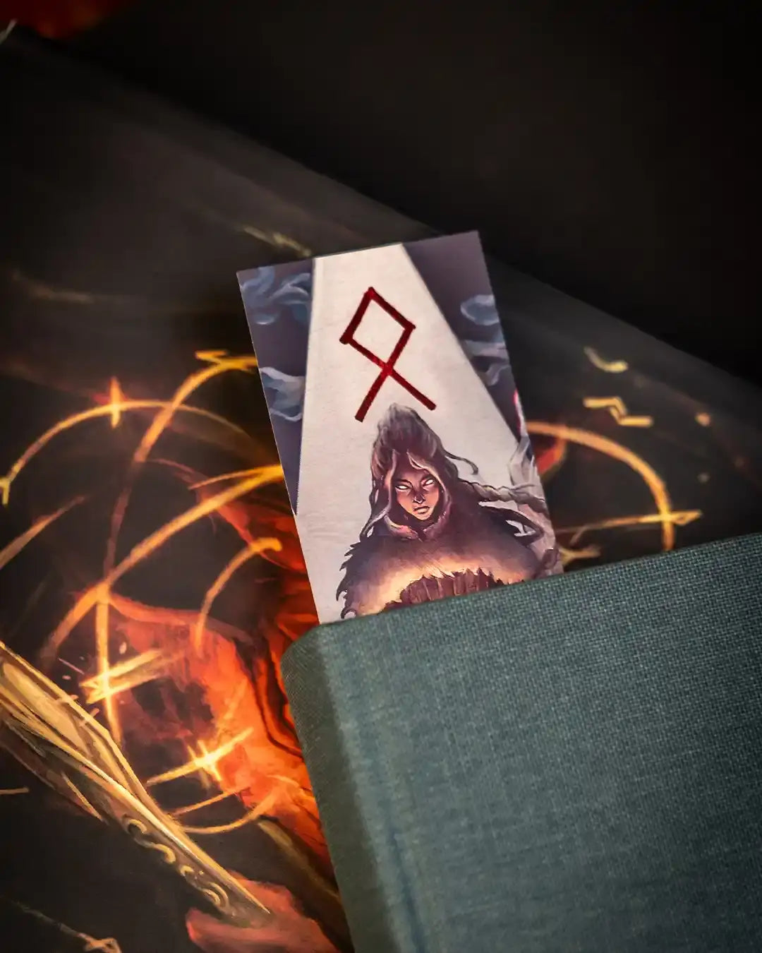 Viking rune bookmark with Norse warrior art, perfect for mythic readers and tattoo enthusiasts