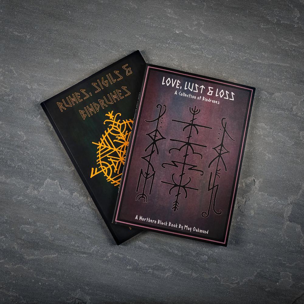 Norse rune art books: 'Runes, Sigils & Bindrunes' and 'Love, Lust & Loss' by May Oakmund