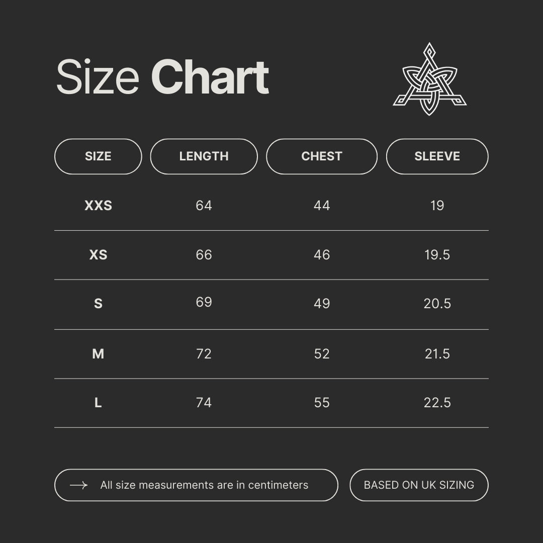 hand of tyr shirt sizing