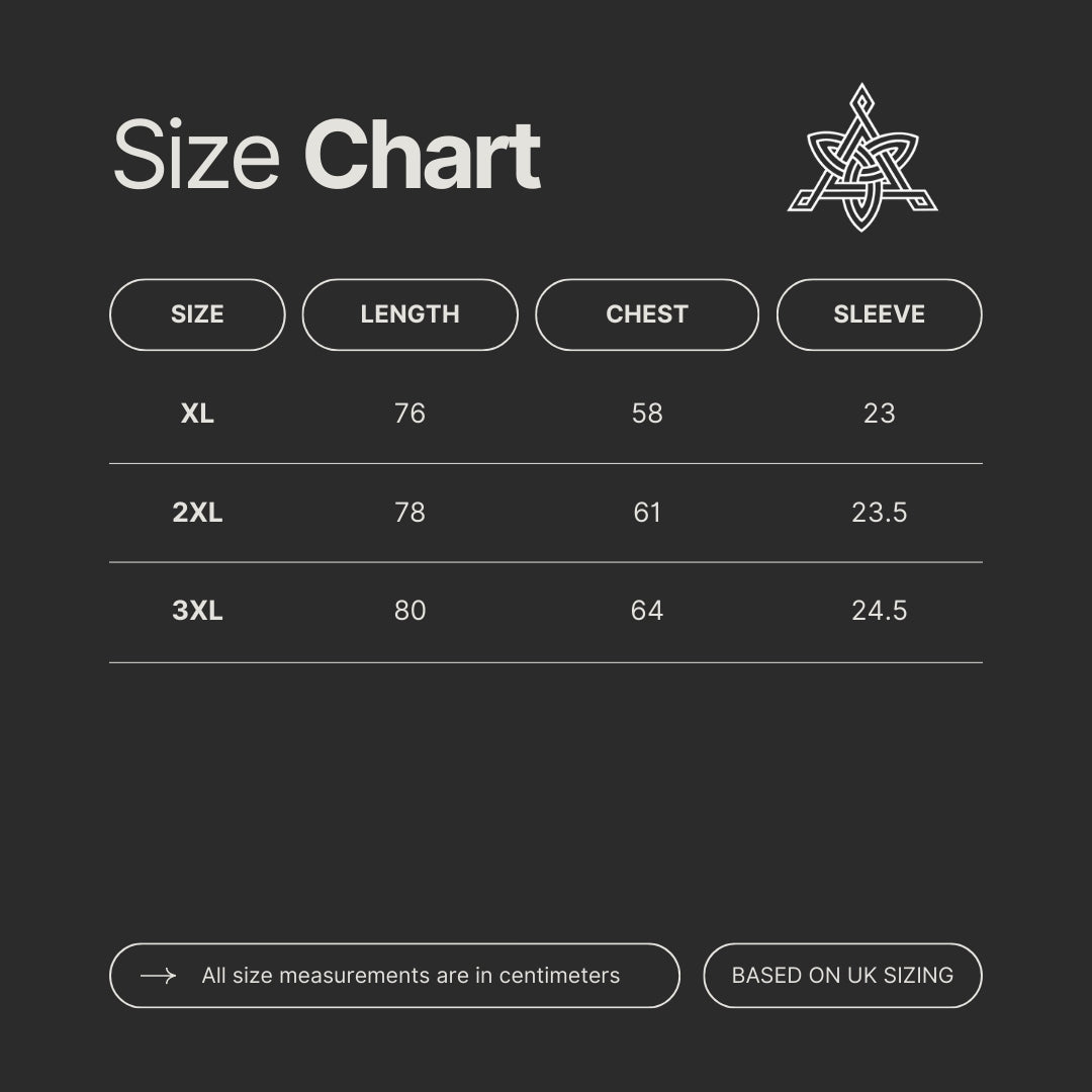 sizing chart for t shirt hand of tyr